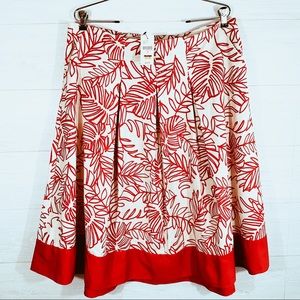 Lane Bryant NWT16 Beige Skirt With Red Leaft Print